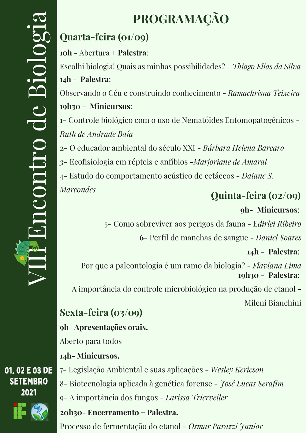 VIII Encontro de Biologia PROGRAMACAO